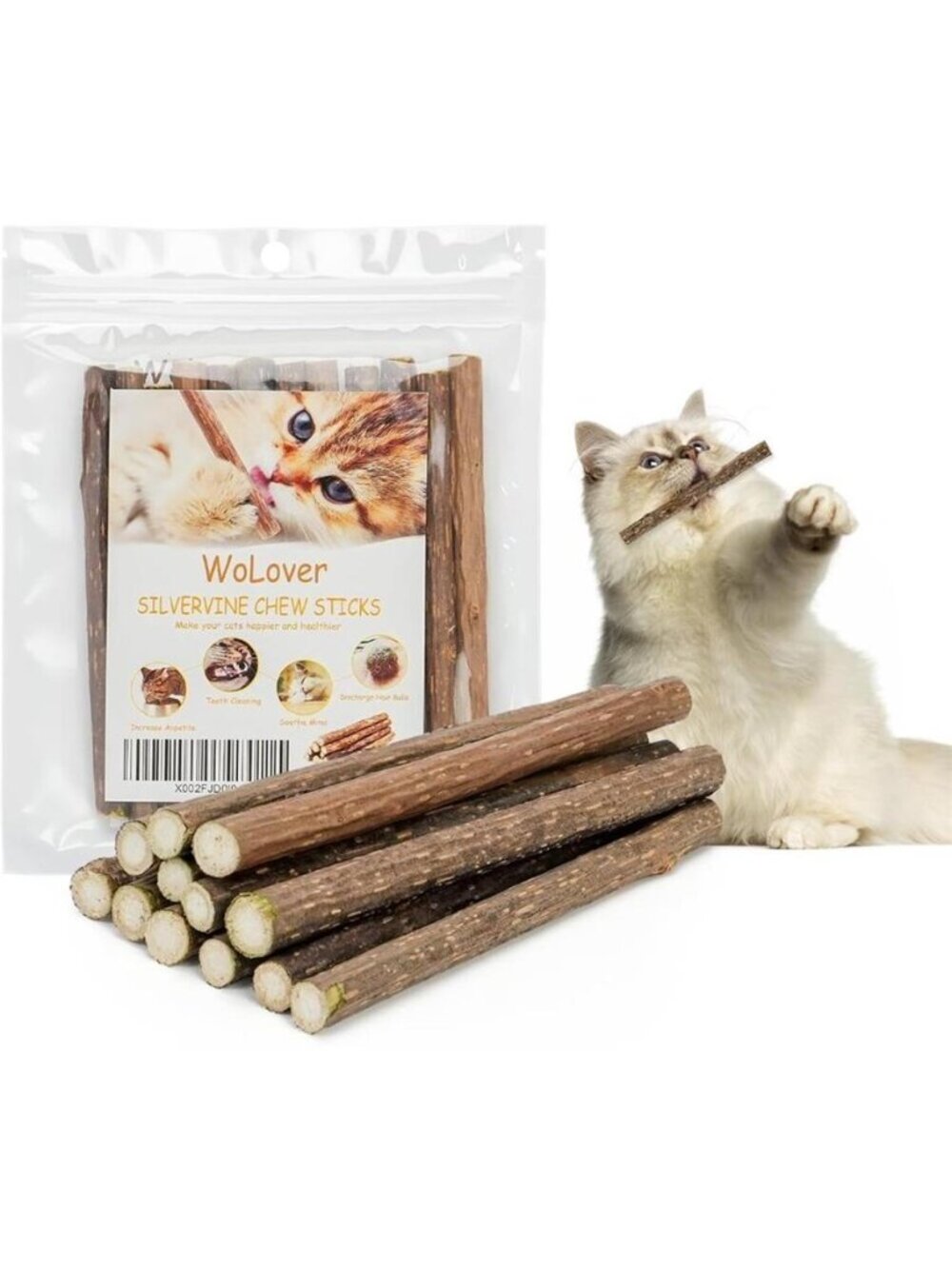Silvervine Sticks for Cats, Natural Catnip Matatabi Chew Sticks Teeth Molar Chew